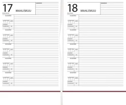 5 vuoden kalenteri, päiväämätön, viininpunainen