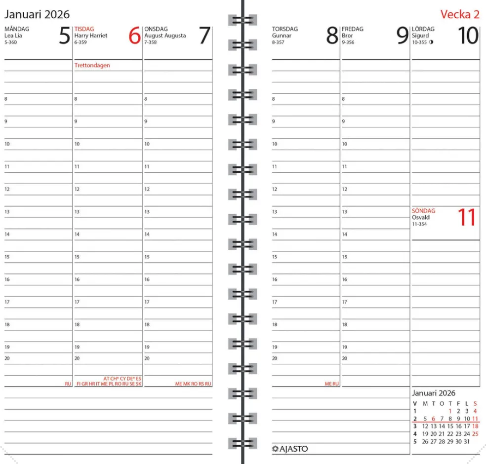 Agenda, svenskspråkig, silver 2026