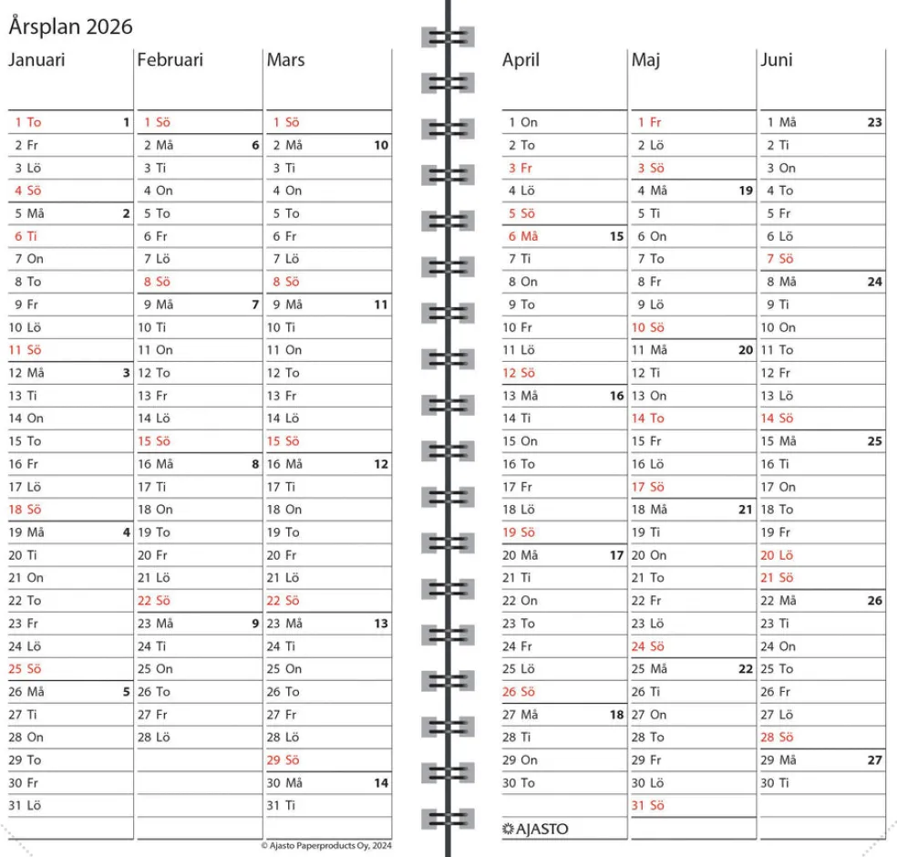 Agenda, svenskspråkig, silver 2026
