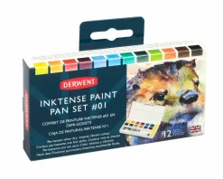Akvarellimuste 12 kpl Derwent Inktense Pan