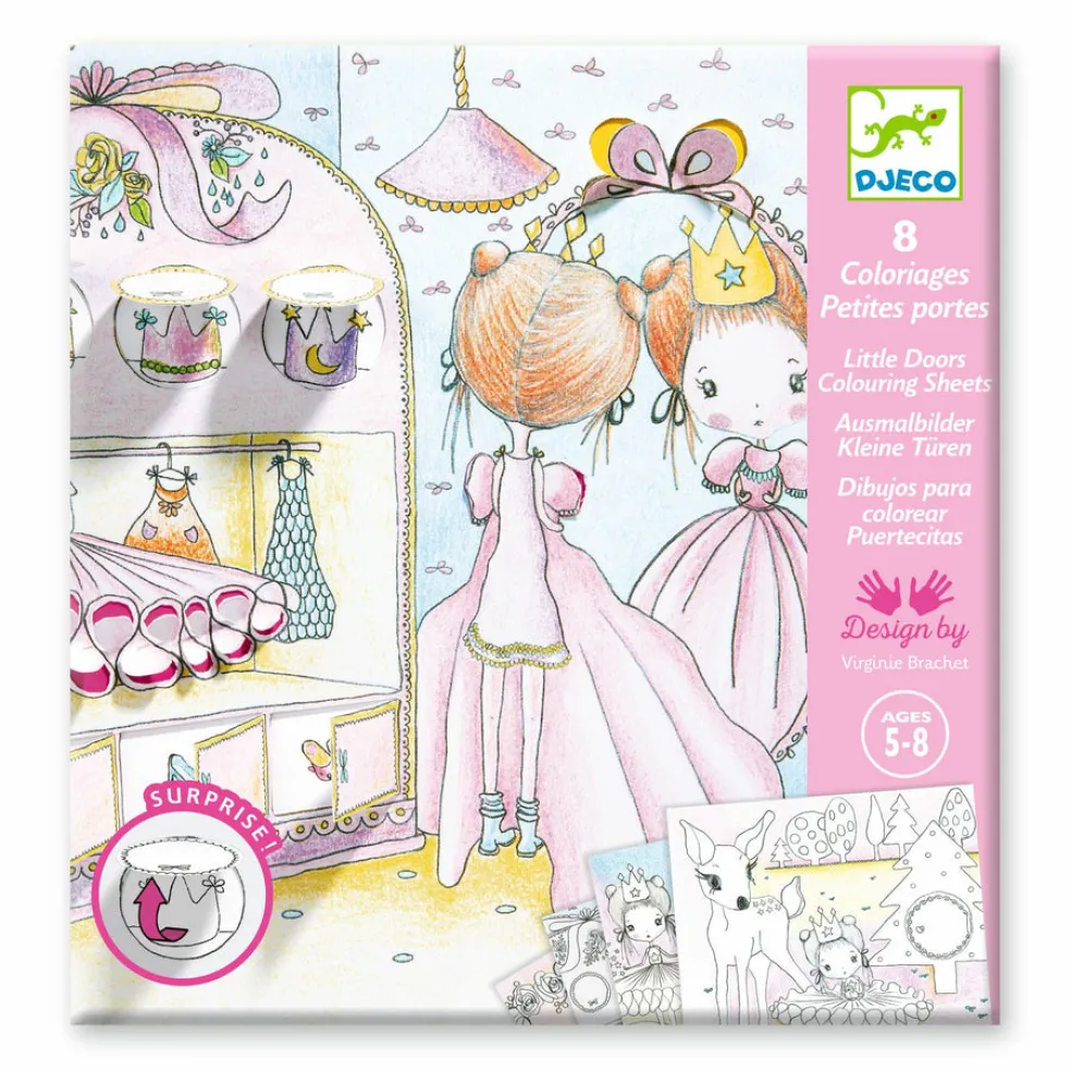 Askartelusetti prinsessa Pupi värityskuvat kurkistusluukuilla Djeco