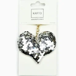 Avaimenperä Sydän Glitter valkoinen