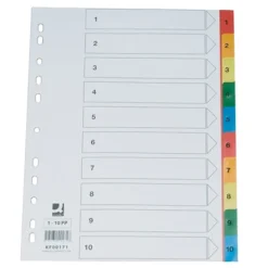 Hakemisto A4/1-10 muovi värillinen