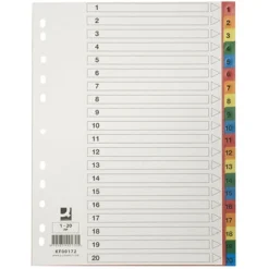 Hakemisto Q-Connect A4 1-20 PP värillinen