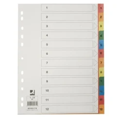 Hakemisto Q-Connect A4 1-12 PP värillinen