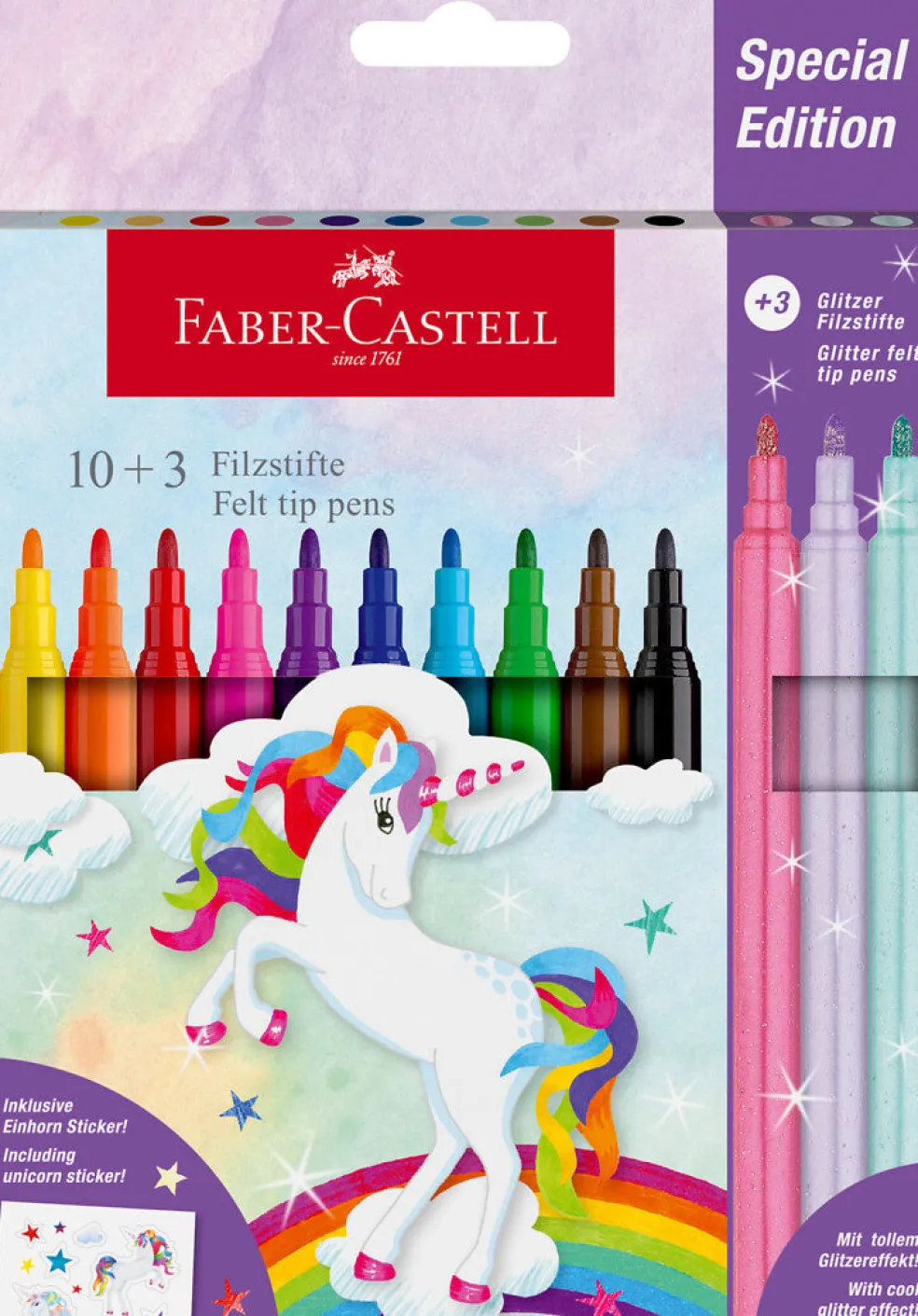 Huopakynä 10+3 kpl yksisarvinen Faber-Castell