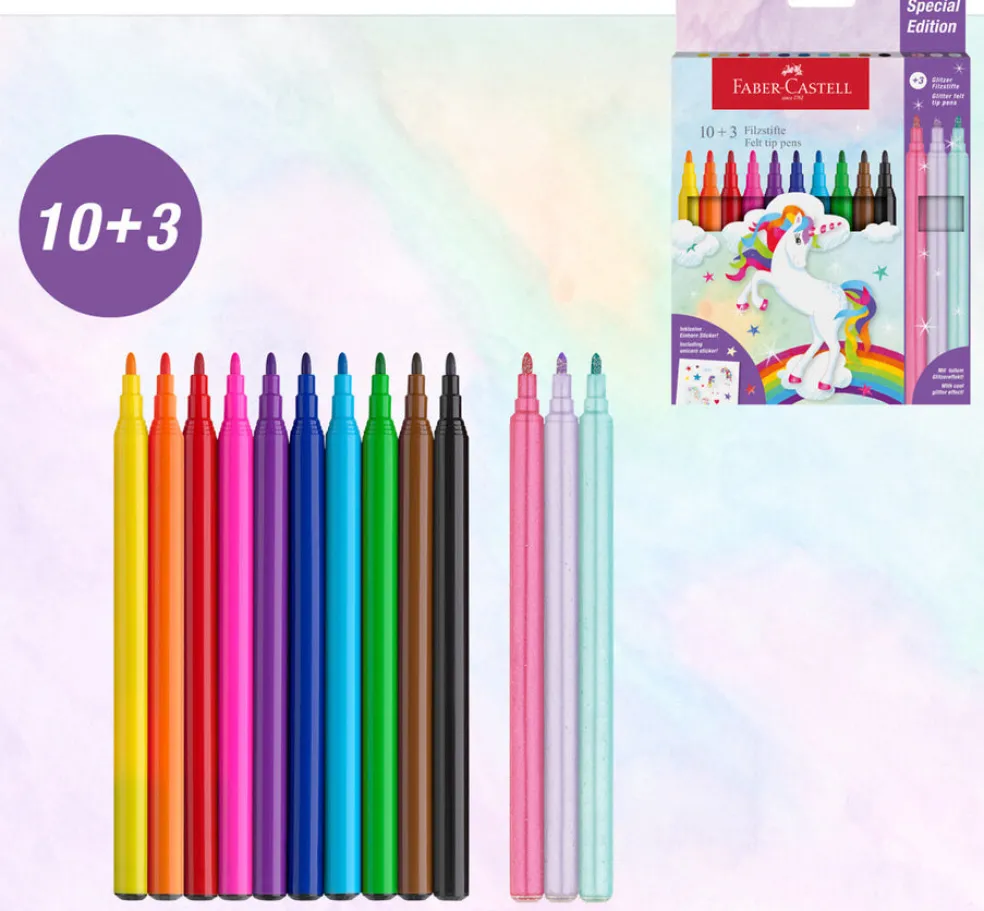 Huopakynä 10+3 kpl yksisarvinen Faber-Castell