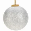 Joulupallo Weiste 85mm biomuovi pallo, hopeabioglitteri, hamppunaru