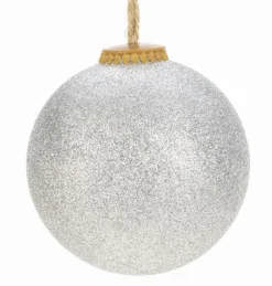Joulupallo Weiste 85mm biomuovi pallo, hopeabioglitteri, hamppunaru