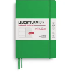 Kalenteri 2025-2026 18kk A5 Weekly+muistikirja Spring Leaf Leuchtturm1917 kovak.