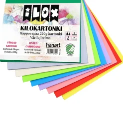 Kartonkilajitelma A4/80 arkkia, 220g, 9 väriä, 1kg