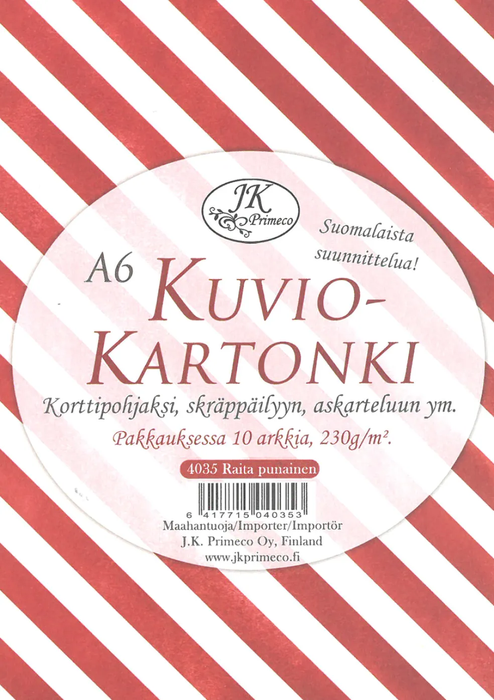 Kartonkilajitelma A6/10 kpl Raita punainen