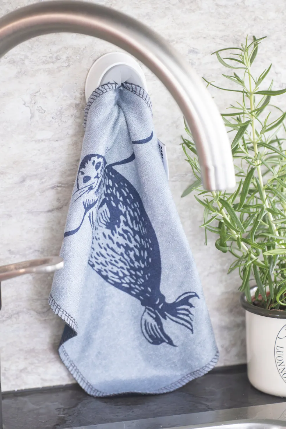 Kestotiskirätti Suomen Luonnonsuojeluliitto Retrologo mustikansininen