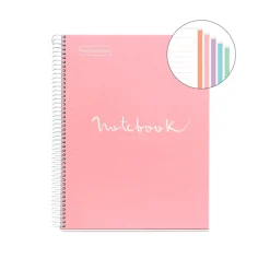 Kierremuistikirja A4/120 indeksillä vaaleanpunainen Miquel Rius