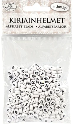 Kirjainhelmet 300 kpl pyöreä valkoinen
