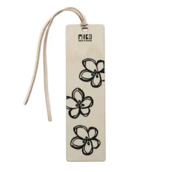 Kirjanmerkki Miiko Kukat koivuvaneri/poronnahkaa 4x14cm