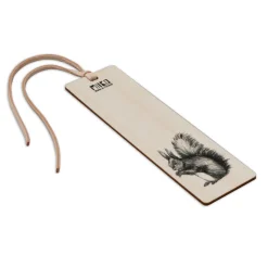 Kirjanmerkki Miiko Orava koivuvaneri/poronnahka 4x14cm