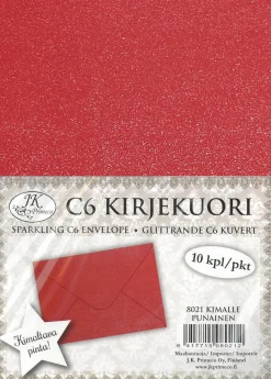 Kirjekuori C6/10 punainen kimalle