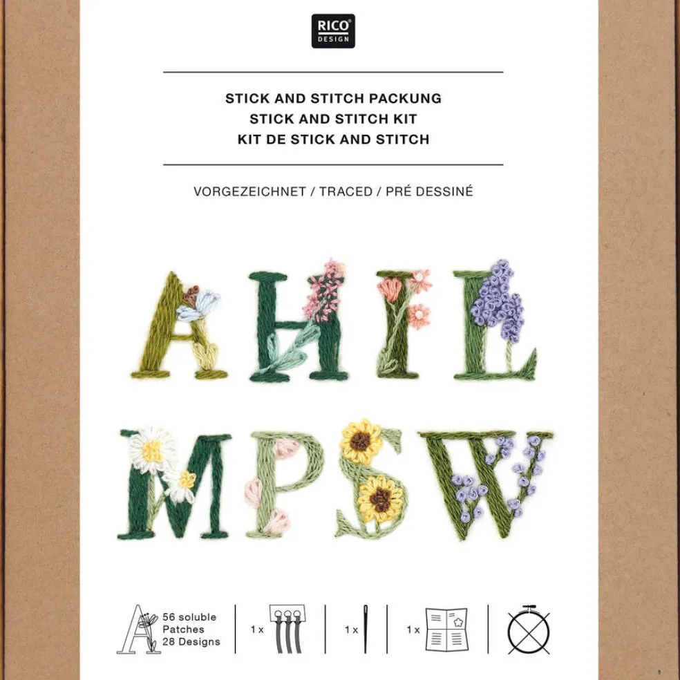 Kirjontasetti Kukka-aakkoset Rico Design