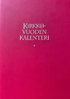 Kirkon viikkomuistio 2025 + punaiset pujotuskannet, kynäpidike