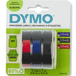 Kohokirjoitin teippi Dymo 9mm Punainen/Sininen/Musta