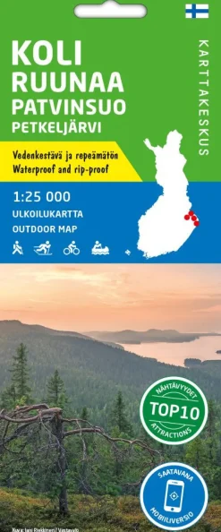 Koli-Ruunaa-Patvinsuo-Petkeljärvi ulkoilukartta, 1:25 000