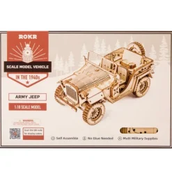 Koottava puinen pienoismalli Army Field Car