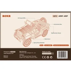 Koottava puinen pienoismalli Army Field Car