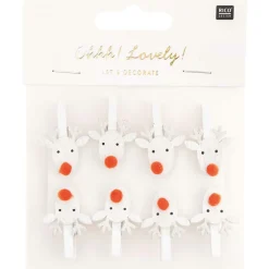 Koristepyykkipoika 8 kpl poro valkoinen Rico Design