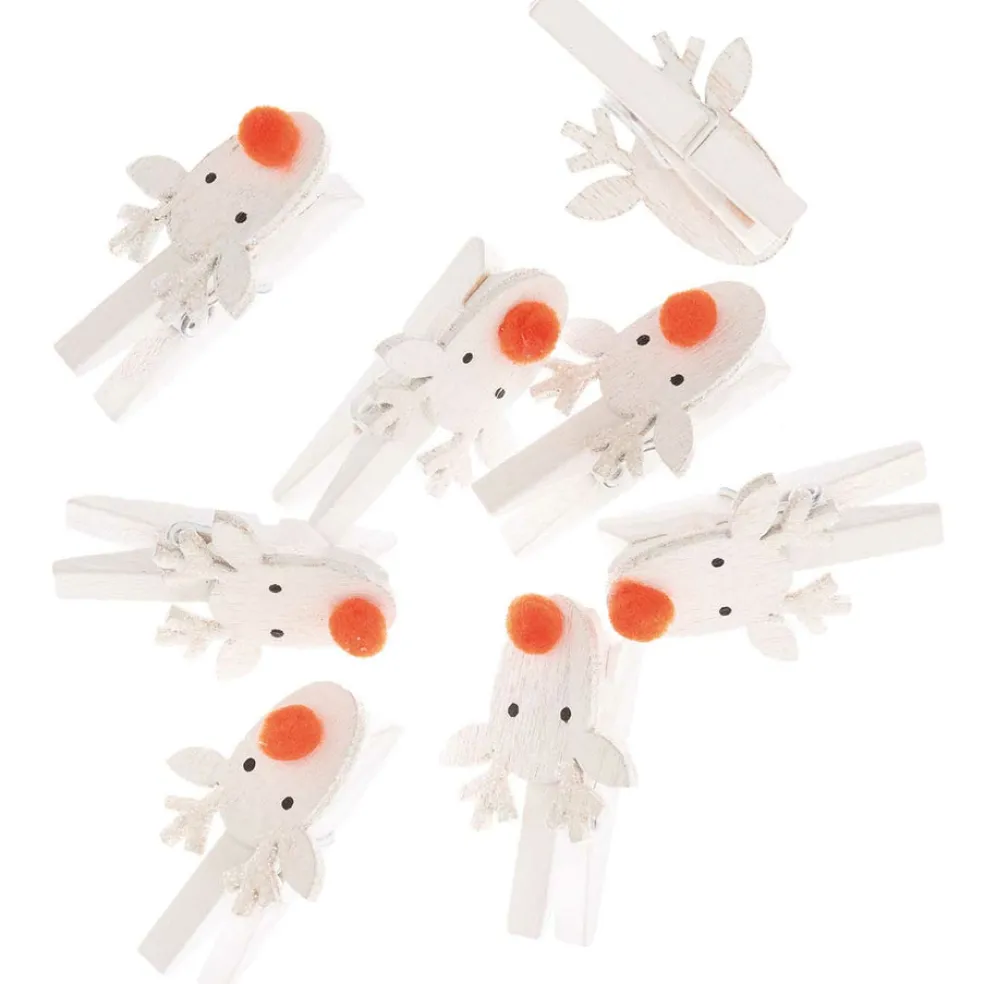 Koristepyykkipoika 8 kpl poro valkoinen Rico Design