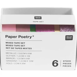 Koristeteippisetti 6 erilaista vaaleanpunaiset