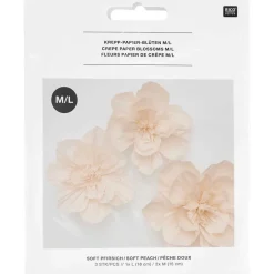 Kreppipaperikukat 3 kpl Soft Peach 2x15cm 1x18cm