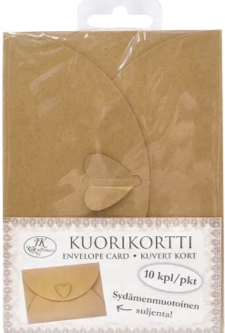 Kuorikortti 10kpl/pkt Sydän ruskea