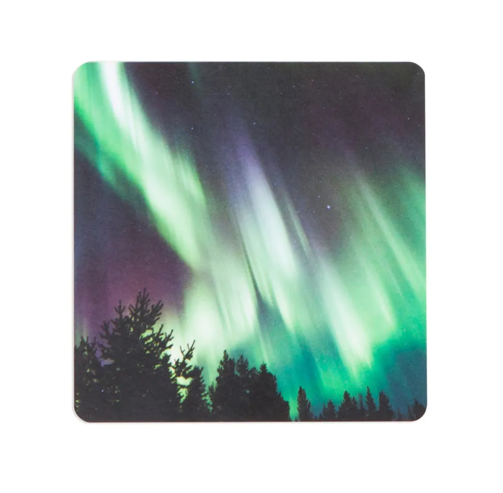 Lasinalunen Miiko Revontuli koivuvaneri, melamiinipinta 10x10 cm