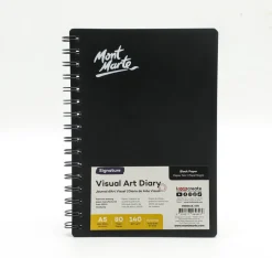 Luonnoskirja A5/80 sivua mustat sivut Mont Marte