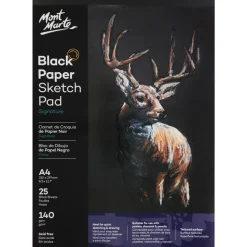 Luonnoslehtiö A4/25 arkkia 140g mustat sivut Mont Marte