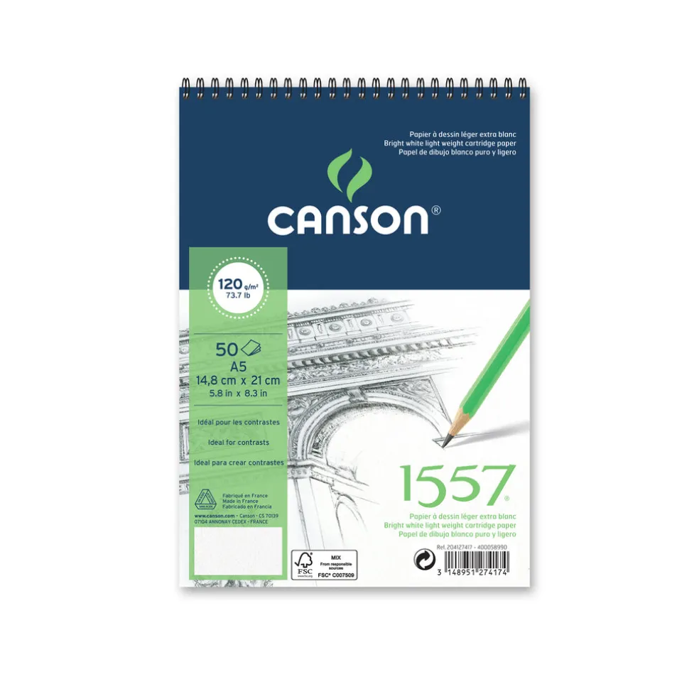 Luonnoslehtiö A5/50 lehteä 120g kierre Canson 1557