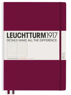 Muistikirja A4+ Leuchtturm1917 Slim Hard Port Red dotted, kovakantinen pistesivut