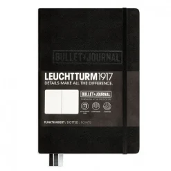 Muistikirja A5 Leuchtturm1917 Bullet Journal black dotted, kovakantinen pistesivut