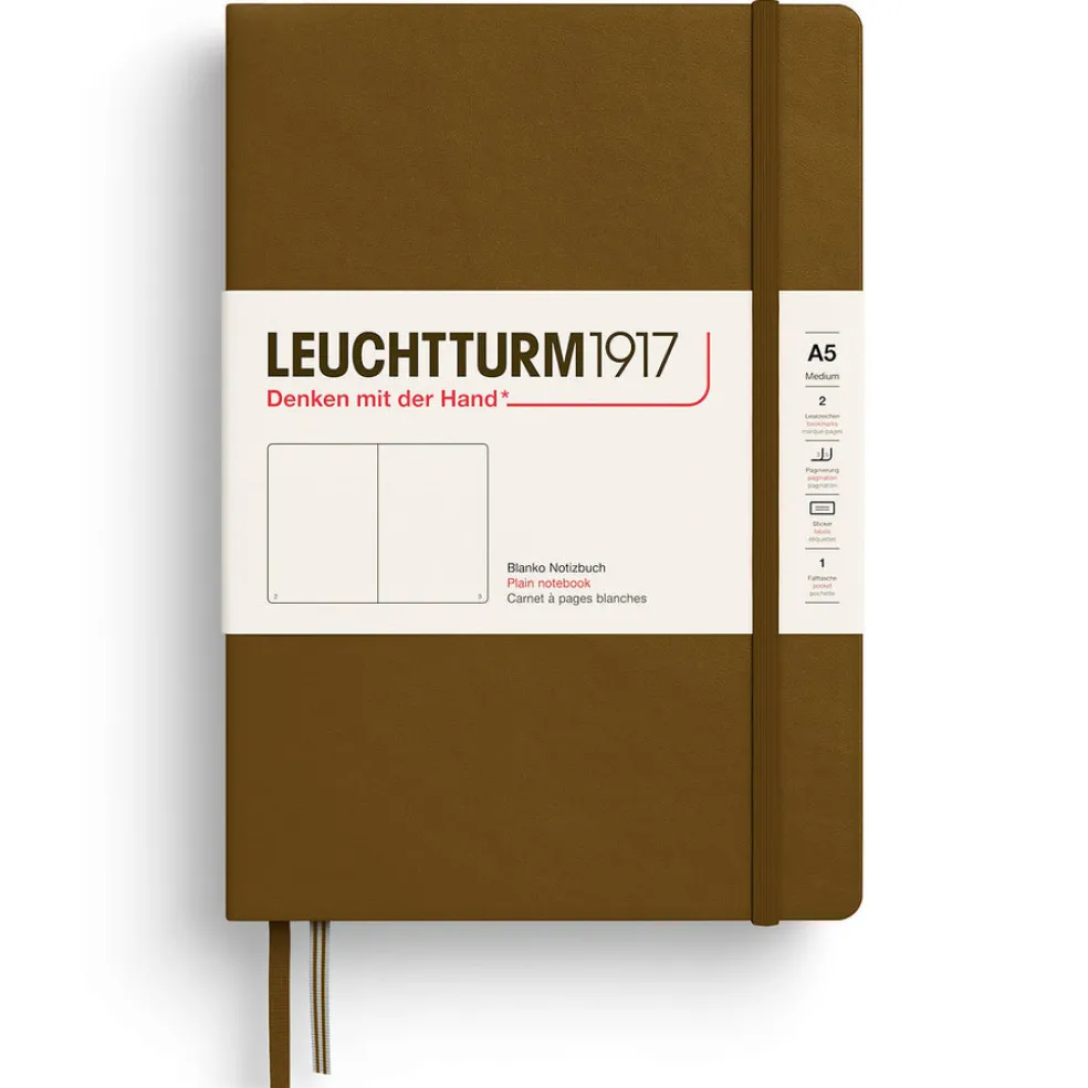 Muistikirja A5 Leuchtturm1917 Hard Spice Brown plain, kovakantinen blanco
