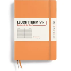 Muistikirja A5 Leuchtturm1917 Hard Ruled Apricot, kovakantinen viivallinen