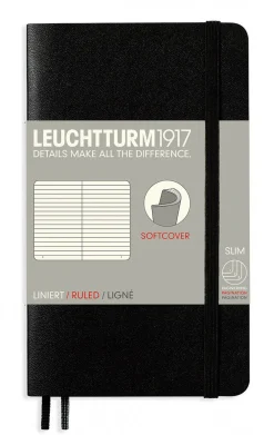 Muistikirja A6 Leuchtturm1917 Soft Black ruled, pehmäkantinen viivallinen