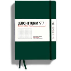 Muistikirja A5 Leuchtturm1917 Hard Forest Green dotted, kovakantinen pistesivut