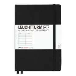 Muistikirja A5/251 sivua Leuchtturm1917 Ruled Hard Black, viivallinen