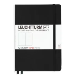 Muistikirja A5/251 sivua Leuchtturm1917 Dotted Hard Black, pistesivut