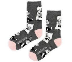 Naisten sukat Pikku Myy harmaa-vaaleanpunainen NordicBuddies