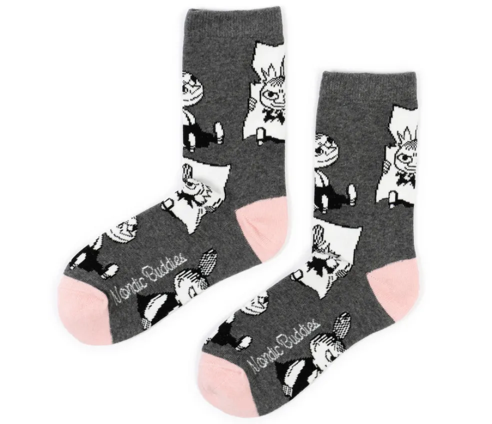 Naisten sukat Pikku Myy harmaa-vaaleanpunainen NordicBuddies