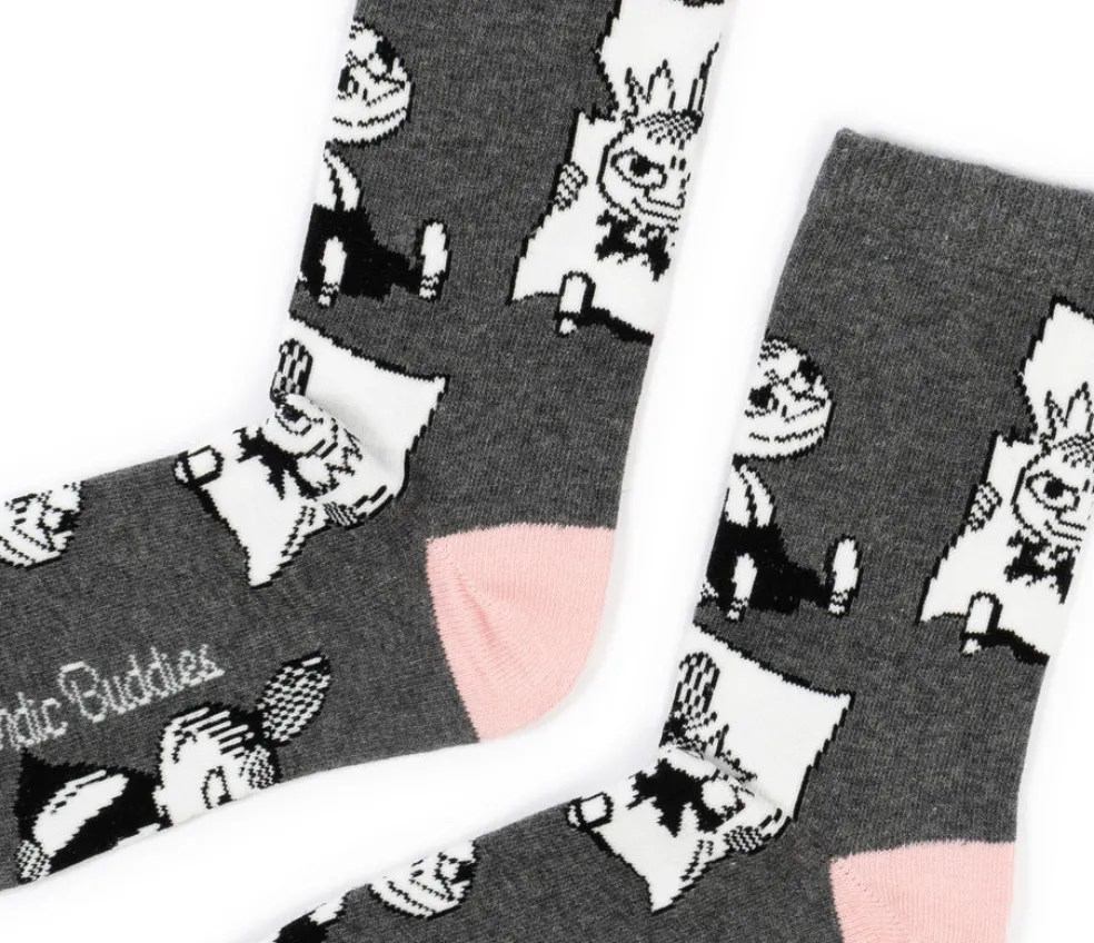Naisten sukat Pikku Myy harmaa-vaaleanpunainen NordicBuddies