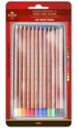 Pastellikynä 12 kpl metallirasiassa, Koh-I-Noor Gioconda