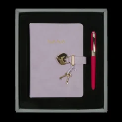 Päiväkirja lukolla liila + kynä lahjapakkauksessa Victorias Journals